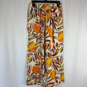 C&C California Womens Pants 100% Linen Wide Leg Crop Tropical
Floral Size S